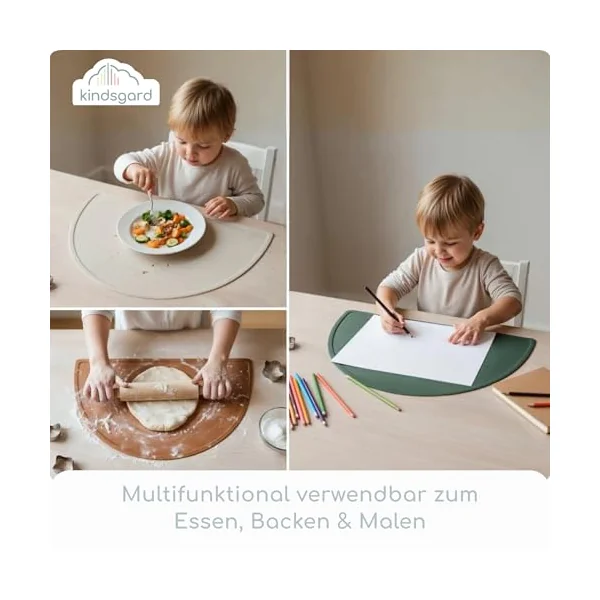 kindsgard Silmat Silicone Place Mats - Set of 2 Non-Slip Placemats for Children - BPA-Free, Easy to Clean & Dishwasher Safe - Flexible Table Mat Made of High-Quality Silicone (Pink & Mint)