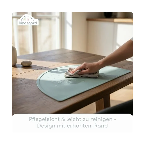 kindsgard Silmat Silicone Place Mats - Set of 2 Non-Slip Placemats for Children - BPA-Free, Easy to Clean & Dishwasher Safe - Flexible Table Mat Made of High-Quality Silicone (Pink & Mint)