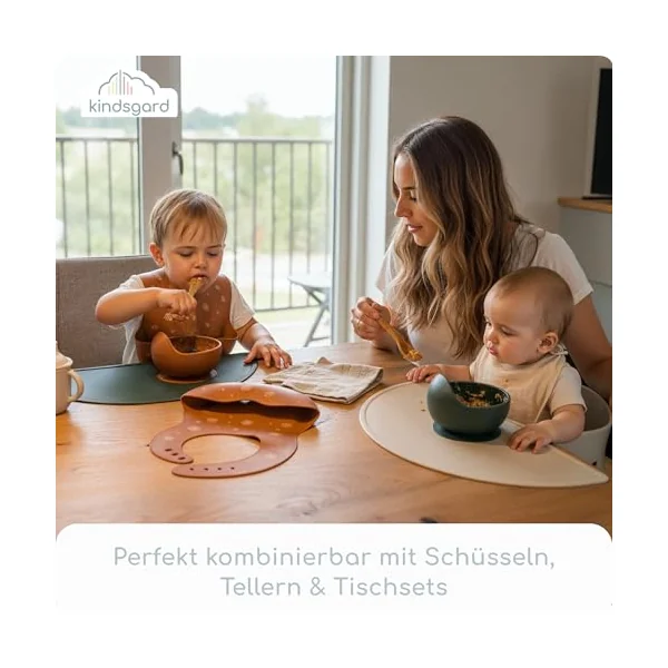 kindsgard Silmat Silicone Place Mats - Set of 2 Non-Slip Placemats for Children - BPA-Free, Easy to Clean & Dishwasher Safe - Flexible Table Mat Made of High-Quality Silicone (Pink & Mint)