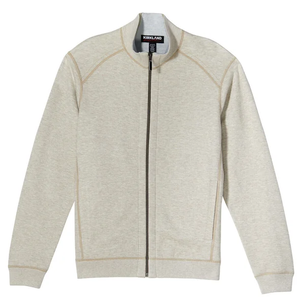 Kirkland Signature Men's Full Zip Sweater in Oatmeal, Extra Large