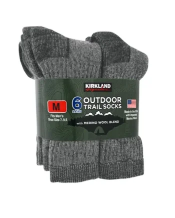 Kirkland Signature Men's Outdoor Trail Sock, 6 Pack in Medium