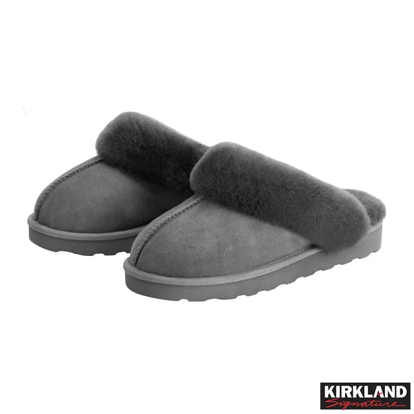 Kirkland Signature Women's Shearling Slippers in Grey, Size 4