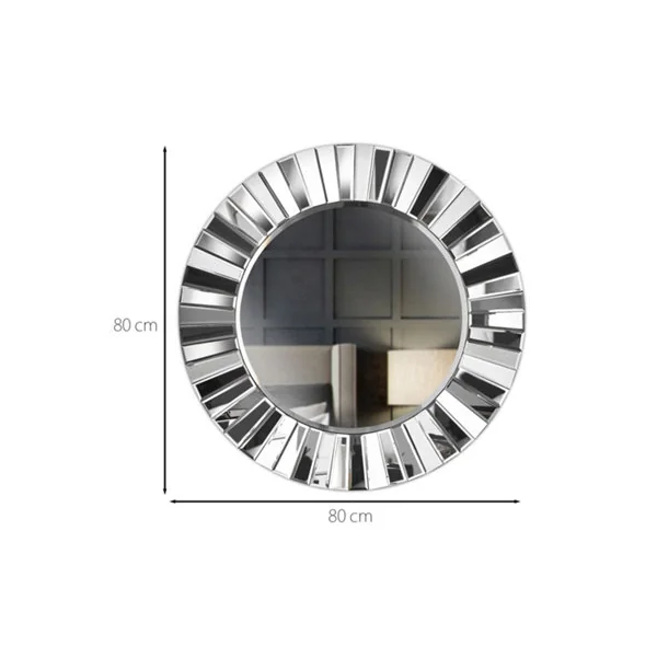 Knightsbridge - Luxury Large Round Wall Mirror Bevelled Decorative 3D Mirrored Glass Effect Design for Bedroom Living Room Hallway