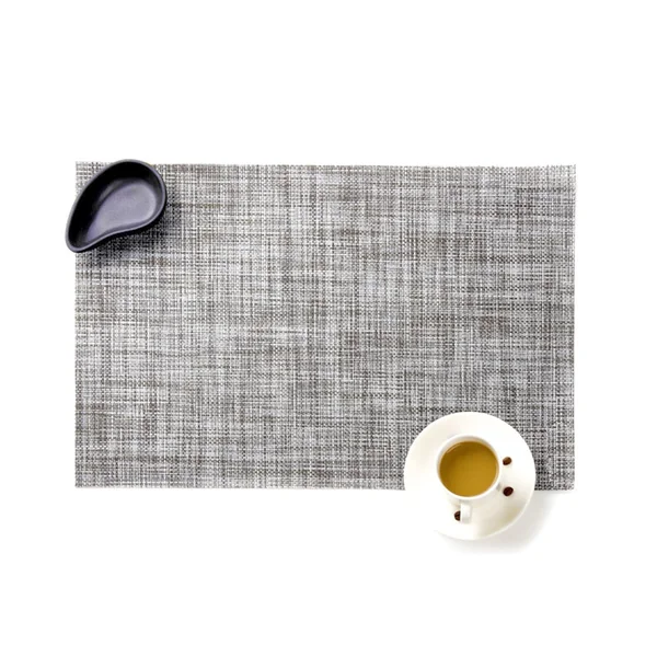 KnSam Boho Square Place Mats, Set of 6, 70% Vinyl, 30% Polyester, European Style, Woven Texture, Table Coasters, Living Room, Grey for Table, Bar and Kitchen, 30 x 45 cm