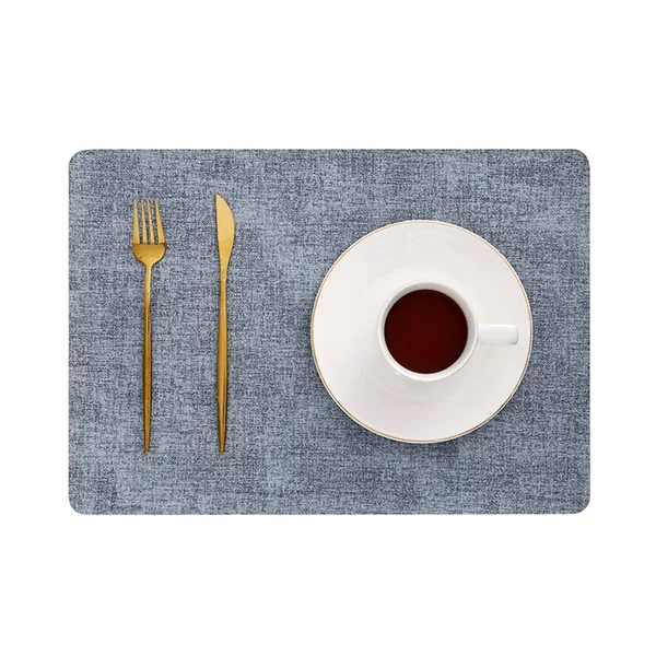 KnSam Place Mats Natural Square Set of 4 PU Leather Place Mats Washable Rectangular Plain Table Coasters Dining Table Mist Blue for Restaurant Dining Table Place Mats 43 x 30 cm