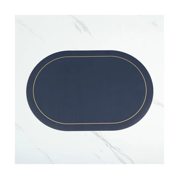 KnSam Placemats Washable and Non-Slip Oval, Set of 2 PU Leather Place Mats Christmas Oval Plain Table Coasters Washable Christmas Navy Blue for Home Restaurant 45 x 30 cm