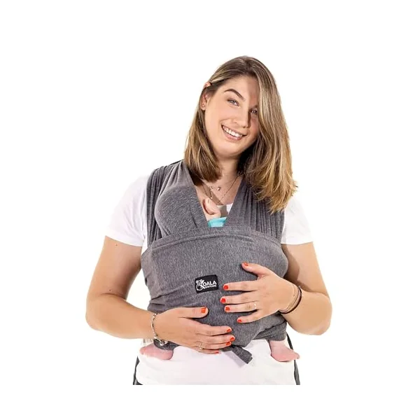 Koala Babycare Baby Sling Easy to Wear - Certified Ergonomic Support - Multi-Purpose Stretchy Baby Carrier Suitable up to 9 kg - Baby Wrap Carrier for Newborn - Anthracite - Registered Design
