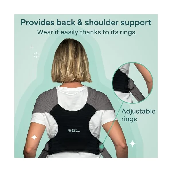 Koala Babycare Baby Sling Easy to Wear - Certified Ergonomic Support - Multi-Purpose Stretchy Baby Carrier Suitable up to 9 kg - Baby Wrap Carrier for Newborn - Anthracite - Registered Design
