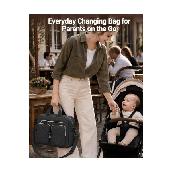Kono Baby Changing Bag Multi-Functional Nappy Tote with Stroller Straps | 3 Insulated Bottle Pockets, Wet Dry Separation, Water Resistant Diaper Bag, Ideal Maternity Hospital Bag for Mum and Dad