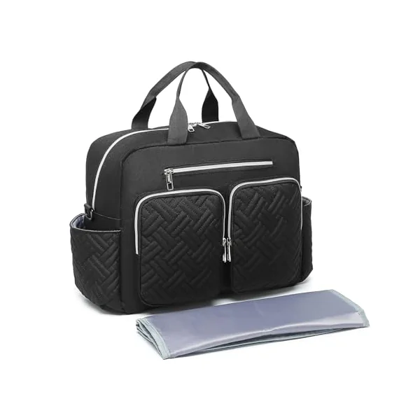 Kono Baby Changing Bag with Portable Changing Mat，Nappy Bags for Mum & Dad | Diaper Bag with Pram Clips and Insulated Pockets, Large Hospital Maternity Tote for Newborn Baby Essentials
