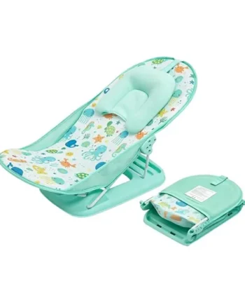 LADIDA Foldable Baby Bath Seat, Newborn Bath Seat with Adjustable Position, Collapsible Travel Bathtub for Infants 0-24 Months (285 Green Bather)