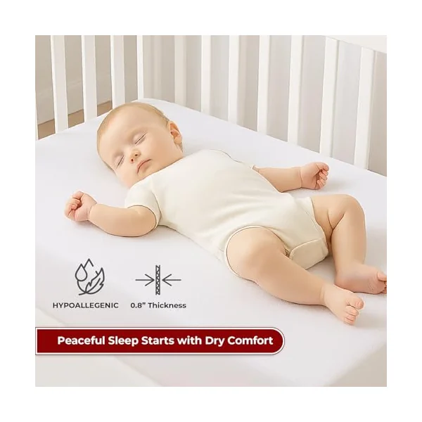 Lakhmaali Terry Waterproof Cot Bed Mattress Protector 60x120cm, Deep Fitted | Terry Towel Top, Deep Fitted Skirt, Fits Cot Bed 60x120cm, Breathable, Quiet, Baby Cot Bed Waterproof Mattress Protector