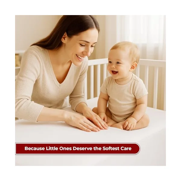 Lakhmaali Terry Waterproof Cot Bed Mattress Protector 60x120cm, Deep Fitted | Terry Towel Top, Deep Fitted Skirt, Fits Cot Bed 60x120cm, Breathable, Quiet, Baby Cot Bed Waterproof Mattress Protector