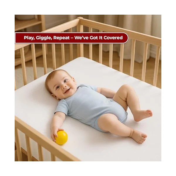 Lakhmaali Terry Waterproof Cot Bed Mattress Protector 60x120cm, Deep Fitted | Terry Towel Top, Deep Fitted Skirt, Fits Cot Bed 60x120cm, Breathable, Quiet, Baby Cot Bed Waterproof Mattress Protector