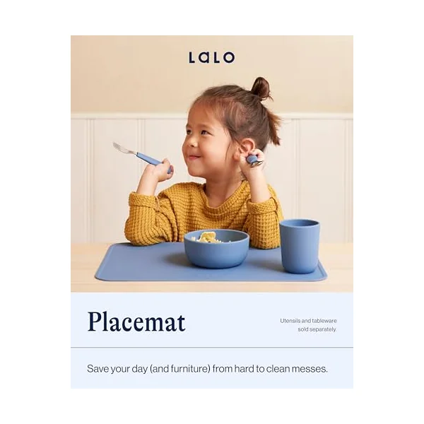 Lalo Silicone Placemat for Toddlers & Babies - Non-Slip Kids Placemat for Restaurants & Dining Tables - Non-Toxic & BPA Free Safe - for Ages of 4 Months and Up - Sage