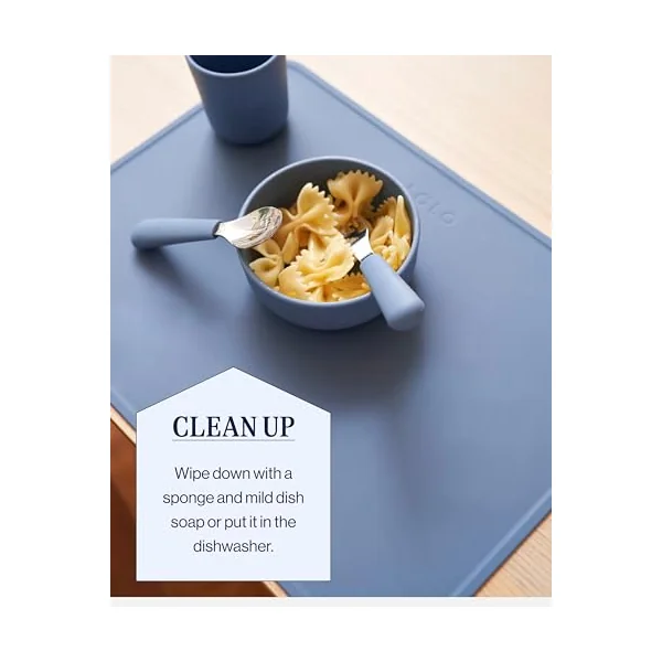 Lalo Silicone Placemat for Toddlers & Babies - Non-Slip Kids Placemat for Restaurants & Dining Tables - Non-Toxic & BPA Free Safe - for Ages of 4 Months and Up - Sage