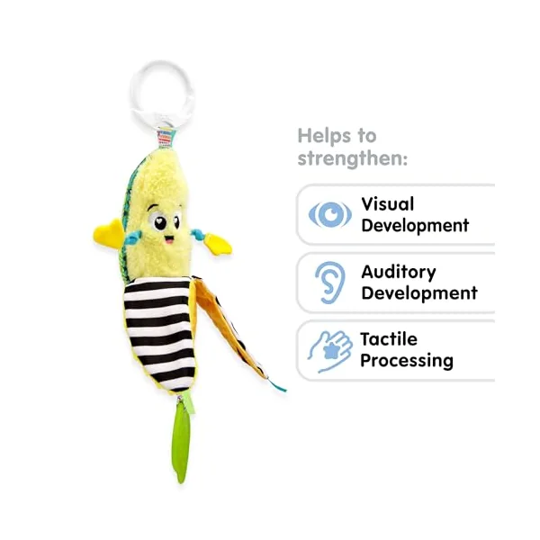 LAMAZE Bea the Banana, Clip on Pram and Pushchair Newborn Baby Toy, Sensory Toy for Babies with Colours and Sounds, Development Toy for Boys and Girls Aged 0 to 24 Months