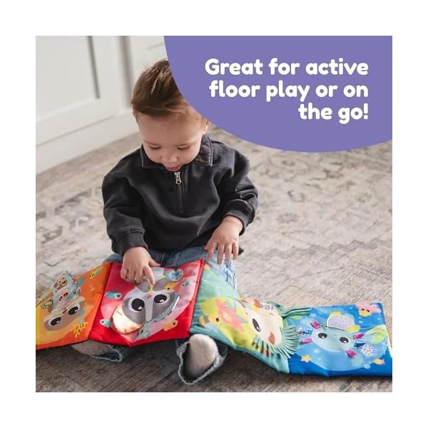 LAMAZE My First Friends Activity Mat, Double‑Sided Tummy Time Play Mat, High Contrast & Colourful Animals, Satin Ribbons, Crinkle Ears, Mirror, Travel‑Friendly, Supports Visual & Motor Milestones