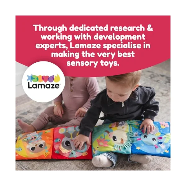 LAMAZE My First Friends Activity Mat, Double‑Sided Tummy Time Play Mat, High Contrast & Colourful Animals, Satin Ribbons, Crinkle Ears, Mirror, Travel‑Friendly, Supports Visual & Motor Milestones
