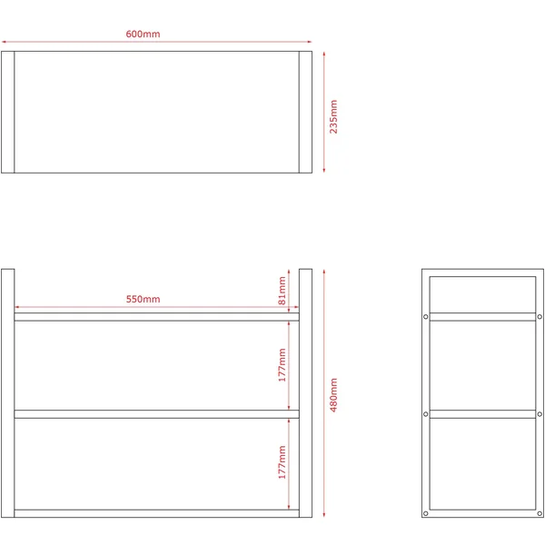Lana Matt Wood Rectangular Wall-mounted Bathroom Shelf (D)23.5cm (H)48cm (L)23.5cm