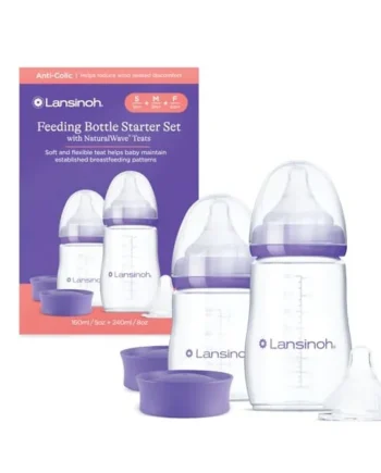 Lansinoh Anti Colic Baby Bottle Set 160ml & 240ml + Slow Medium Fast Teats | Reduces Nipple Confusion - BPA & BPS-Free Breastfeeding Bottle Stackable Lid Fridge Freezer Milk Storage Feeding Bottles