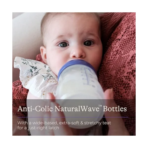 Lansinoh Anti Colic Baby Bottle Set 160ml & 240ml + Slow Medium Fast Teats | Reduces Nipple Confusion - BPA & BPS-Free Breastfeeding Bottle Stackable Lid Fridge Freezer Milk Storage Feeding Bottles
