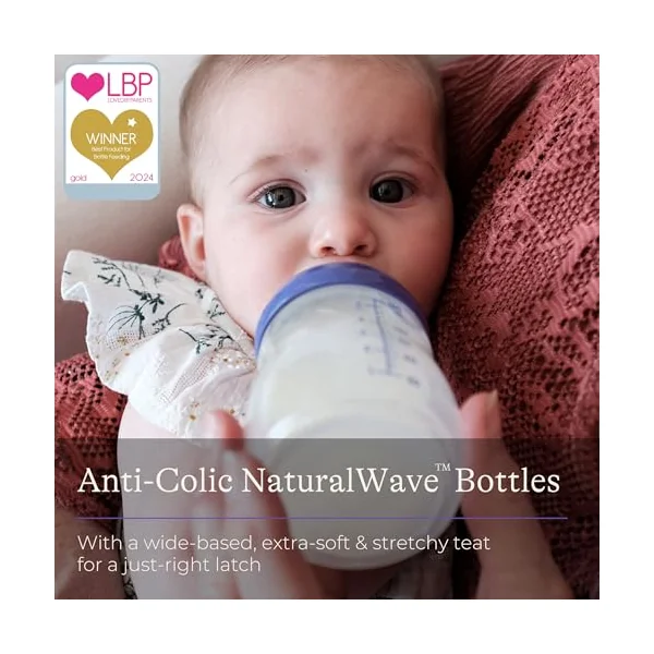Lansinoh Anti Colic Baby Bottles 160 ml - 2 Pack - Slow Flow Teats | Reduces Nipple Confusion - BPA & BPS-Free Breastfeeding Bottle Stackable Lid Fridge Freezer Milk Storage Feeding Bottles