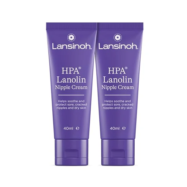 Lansinoh HPA Lanolin Nipple Cream - 2 x 40ml - 100% Natural Hypoallergenic | Sore Nipples Cracked Skin Breast Feeding Tasteless & Odourless BPA BPS-free Breastfeeding Hospital Bag Maternity Essentials
