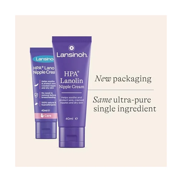 Lansinoh HPA Lanolin Nipple Cream - 2 x 40ml - 100% Natural Hypoallergenic | Sore Nipples Cracked Skin Breast Feeding Tasteless & Odourless BPA BPS-free Breastfeeding Hospital Bag Maternity Essentials