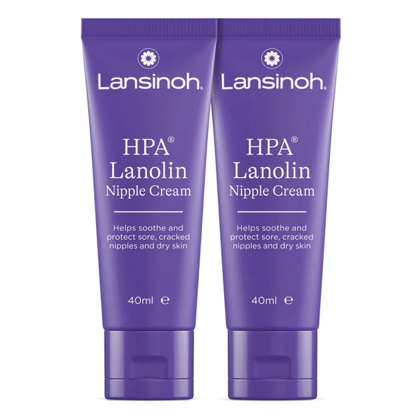 Lansinoh HPA Lanolin Nipple Cream - 2 x 40ml - 100% Natural Hypoallergenic | Sore Nipples Cracked Skin Breast Feeding Tasteless & Odourless BPA BPS-free Breastfeeding Hospital Bag Maternity Essentials
