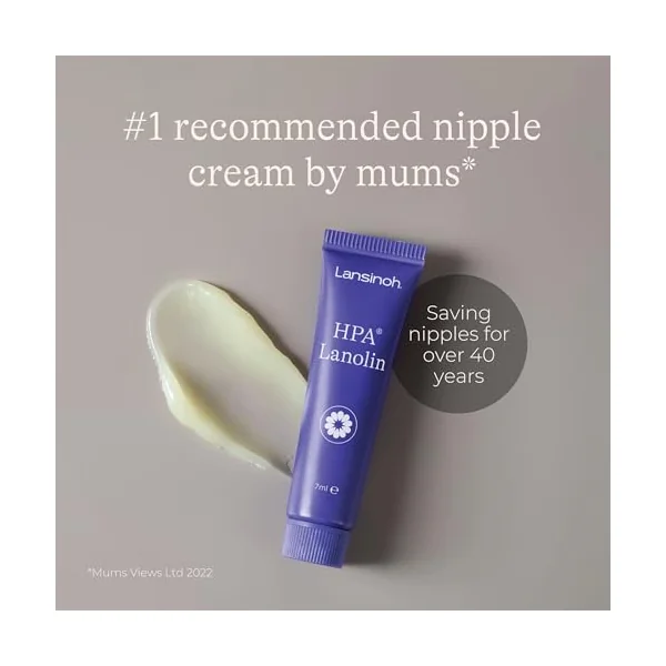 Lansinoh HPA Lanolin Nipple Cream - 3 x 7ml - 100% Natural Hypoallergenic | Sore Nipples Cracked Skin Breast Feeding Tasteless & Odourless BPA BPS-free Breastfeeding Hospital Nappy Bag Essentials