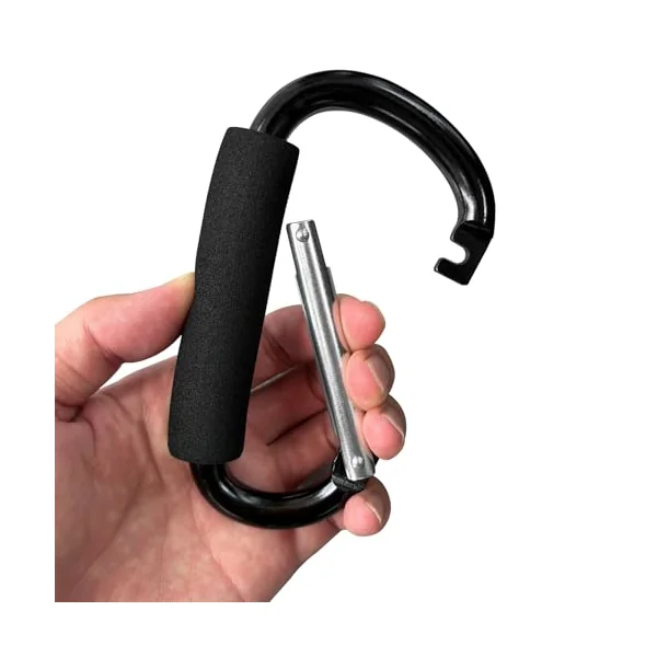 Large Aluminum Carabiner, Heavy-Duty Stroller Hooks for Hanging Bags and Shopping – Durable Multi-Purpose Carabiner Clips for Camping, Hiking, Travel, Outdoor Accessories