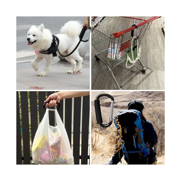 Large Aluminum Carabiner, Heavy-Duty Stroller Hooks for Hanging Bags and Shopping – Durable Multi-Purpose Carabiner Clips for Camping, Hiking, Travel, Outdoor Accessories
