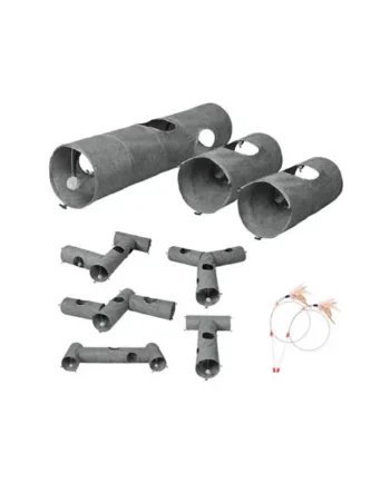 Large Cat Tunnels 3 Pcs Modular Foldable Linen Tube Kittens Toys