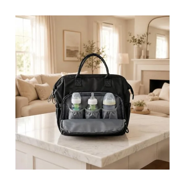 Large Nappy Changing Bag Backpack with 14 Pockets (Black)