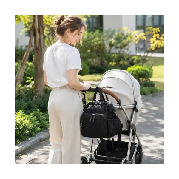 Large Nappy Changing Bag Backpack with 14 Pockets (Black)