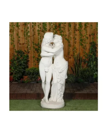 Large White Stone Kissing Lovers Statue