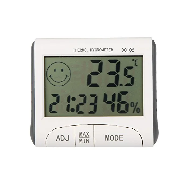 LCD Room Thermometer Mini LCD Digital Indoor Thermometer Hygrometer Temperature Humidity Meter Clock Desk Weather Station with Magnetic Stand