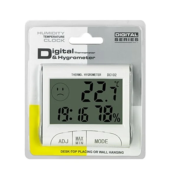 LCD Room Thermometer Mini LCD Digital Indoor Thermometer Hygrometer Temperature Humidity Meter Clock Desk Weather Station with Magnetic Stand