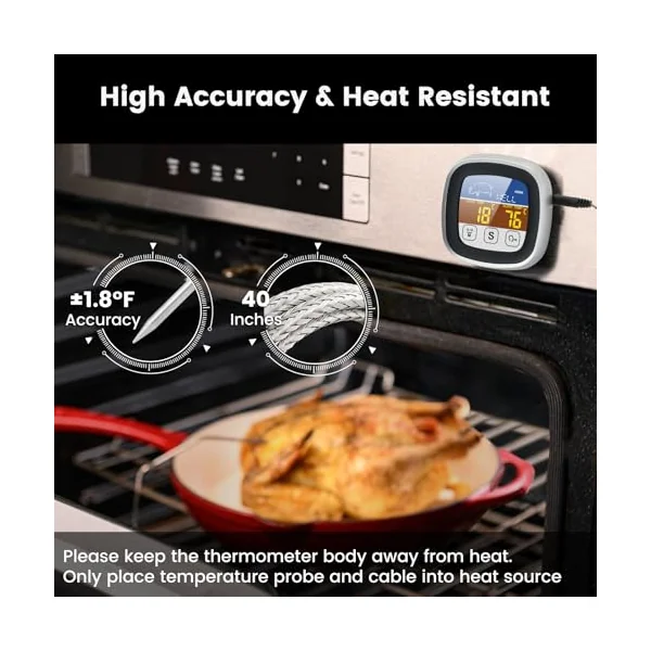 Leepenk Digital Talking Thermometer for The Blind, Waterproof Instant Read Food Thermometer with Talking Function & Backlight