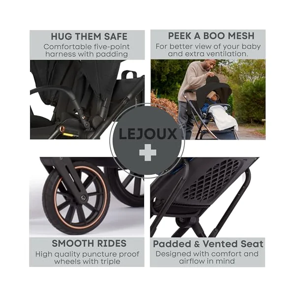 Lejoux+ Baby Pushchair (Pure Black)