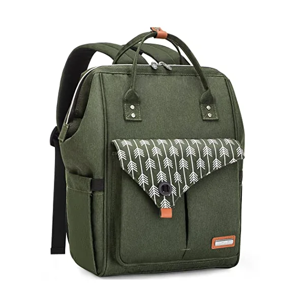 Lekebaby Baby Trolley Bag Maternity Bag Mom Travel Waterproof Backpacks for Diapers Large Capacity with Laptop Changing Pad and Parts Hooks Baby Trolley, dark green, M