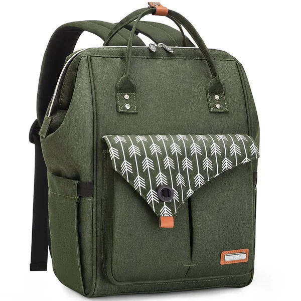 Lekebaby Baby Trolley Bag Maternity Bag Mom Travel Waterproof Backpacks for Diapers Large Capacity with Laptop Changing Pad and Parts Hooks Baby Trolley, dark green, M