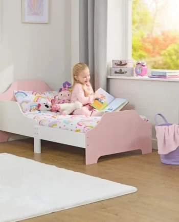 Liberty House Toys Two Tone Toddler Bed - White & Pink