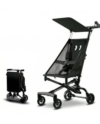 Lightweight Airplane Stroller, 2.8kg Instant Fold & Unfold Portable Pushchair, Cabin-Sized Compact Baby Stroller with Removable Cartoon Pad for Travel (0-4 Years), 4 Colors black2