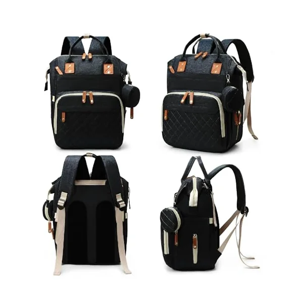 Lightweight Baby Changing Bag Unisex Backpack Nappy Bags Diaper Travel Bag for Mom and Dad | Pacifier Holder | Stroller/Pram Straps | USB Port (Black