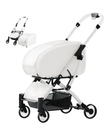Lightweight Pet Stroller with Visible Window & 3-Side Breathable Mesh, Aluminum Alloy Frame, For Walking and Spending Time with Your Cat or Small Dog up to 15kg white