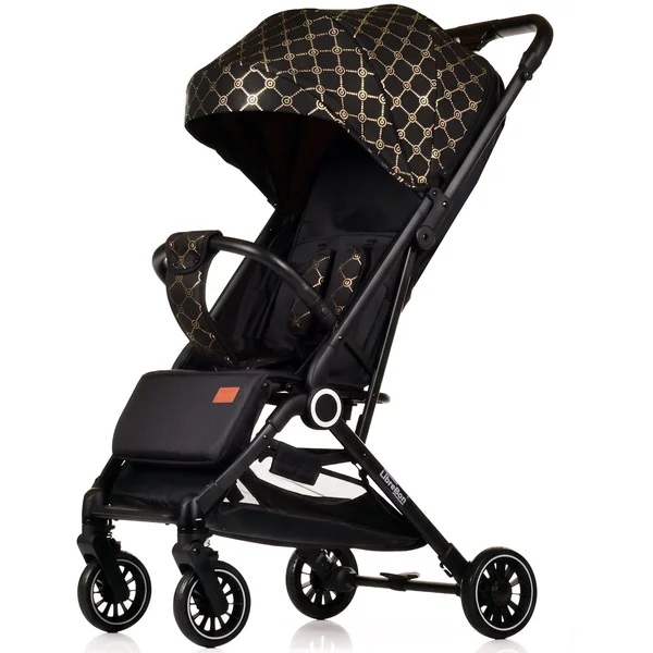Lightweight Stroller, Baby Pushchair, Compact Travel Buggy, One Hand Foldable, Upgraded Wheels, All Seasons Stroller,Up to 22kg, 48 Months, Cabin Approved (Black - Golden Lettice, SPD1)