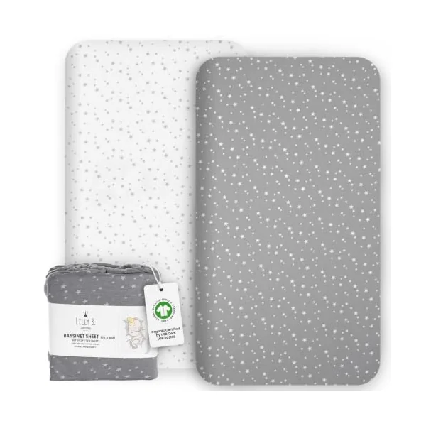 Lilly B. - Cot Bed Sheets - 100% Organic Cotton 2 Fitted - Cot Sheets - Cot Bed Sheets 140 x 70 Fitted - Compatible with Cot Bed, Toddler Bed, Cot Bed Mattress up to 140x70 cm (Pack of 2)