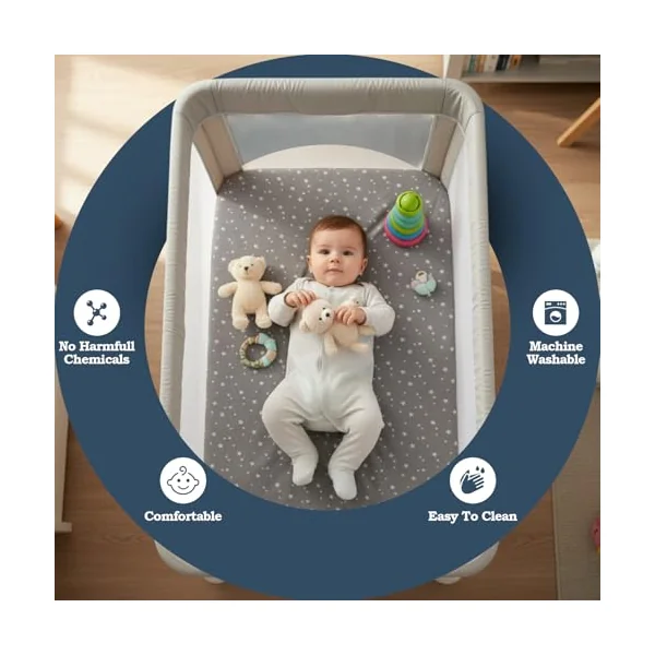 Lilly B. - Cot Bed Sheets - 100% Organic Cotton 2 Fitted - Cot Sheets - Cot Bed Sheets 140 x 70 Fitted - Compatible with Cot Bed, Toddler Bed, Cot Bed Mattress up to 140x70 cm (Pack of 2)